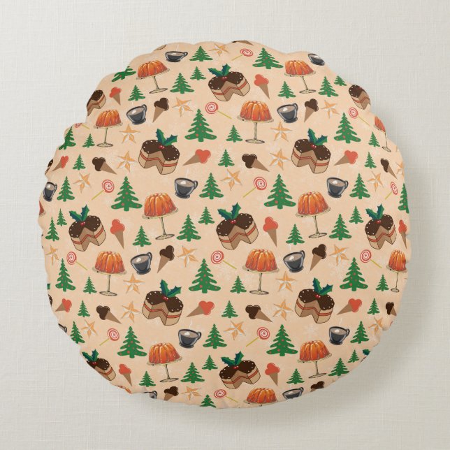 Christmas sweets round cushion (Front)