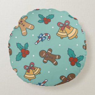 Christmas sweets seamless pattern round cushion