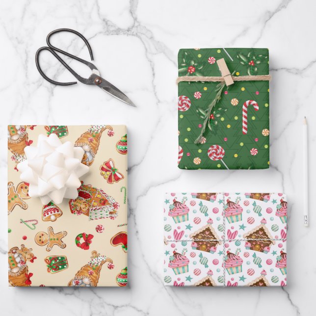 Christmas Sweets Wrapping Paper Sheet (Front)