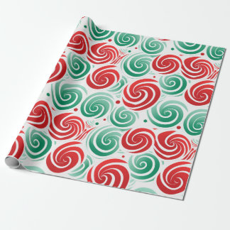 Christmas Swirl Red, Green, and White Wrapping Paper