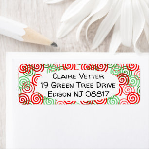 Christmas Swirls Return Address Label