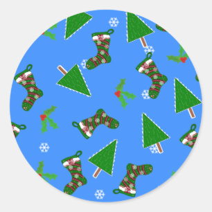 Christmas Symbols Blue Gift Tag