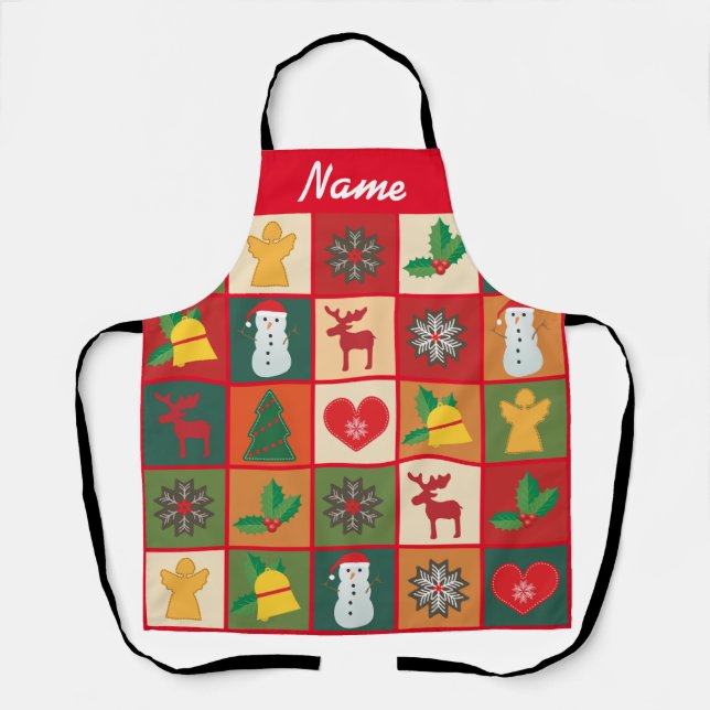 Christmas Symbols Medley Art Thunder_Cove Apron (Front)