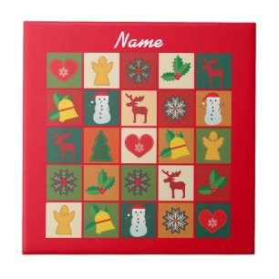 Christmas Symbols Medley Art Thunder_Cove Ceramic Tile