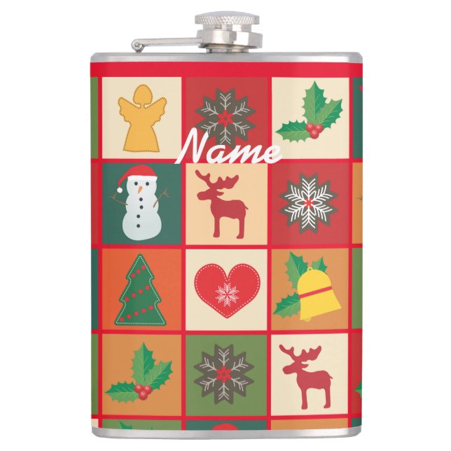 Christmas Symbols Medley Art Thunder_Cove  Hip Flask (Front)