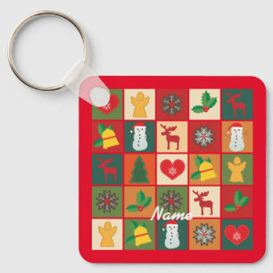 Christmas Symbols Medley Art Thunder_Cove Key Ring