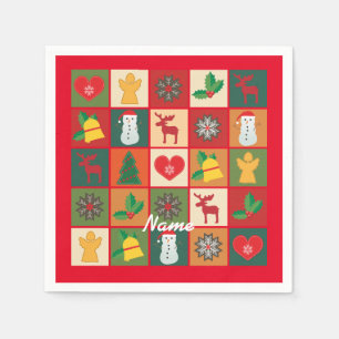 Christmas Symbols Medley Art Thunder_Cove Napkin