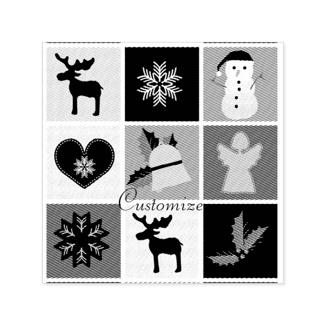 Christmas Symbols Medley Art Thunder_Cove  Self-inking Stamp (Design)