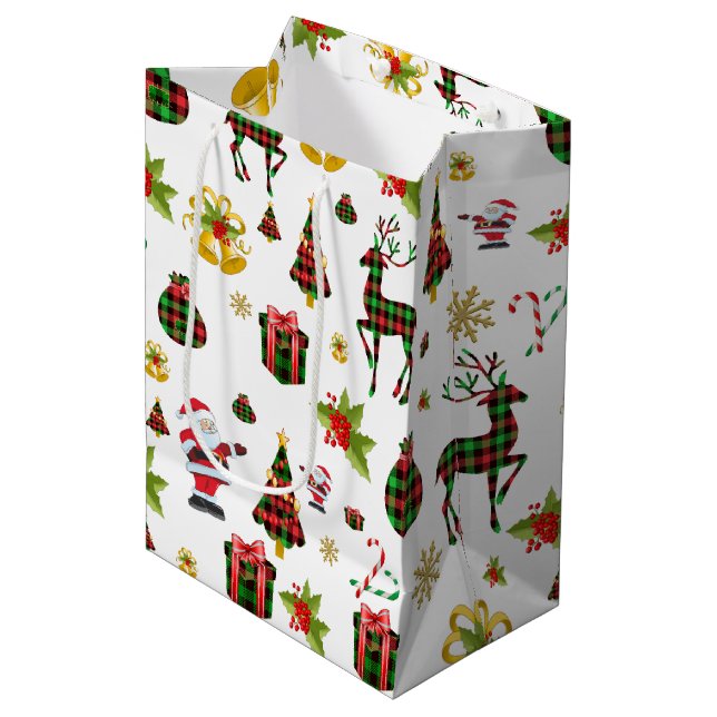 Christmas Symbols Pattern  Medium Gift Bag (Front Angled)