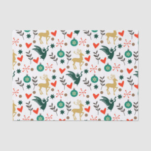 Christmas symbols Pattern traditional colours Tissue Paper
