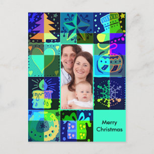 Christmas Symbols Photo Frame + your image & text Holiday Postcard