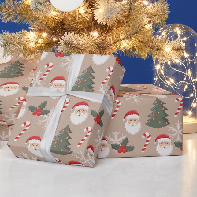 Christmas symbols retro pattern wrapping paper (Holidays)