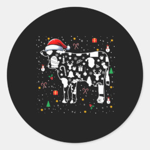 Christmas Symbols Santa Cow Cute Shape Matching Ki Classic Round Sticker