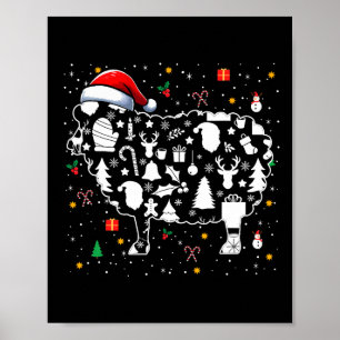 Christmas Symbols Santa Sheep Cute Shape Matching Poster