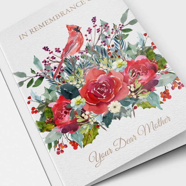 Christmas Sympathy Dear Mother Remembrance Holiday Card (Christmas Remembrance 'Your Dear Mother' In loving Memory , sympathy condolence bereavement card)