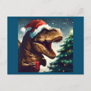 Christmas T-Rex 1 Holiday Postcard