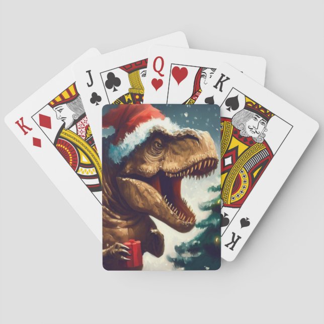 Christmas T-Rex (1) Playing Cards (Back)