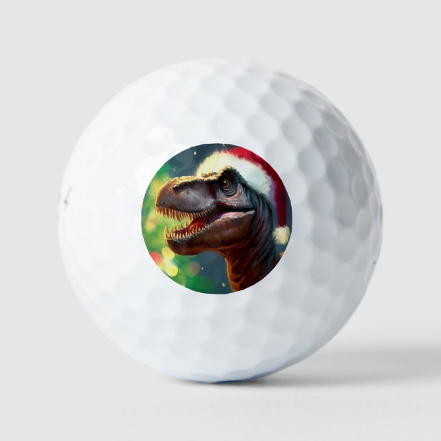 Christmas T-Rex (2) Golf Balls (Front)