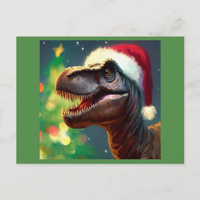 Christmas T-Rex 2 Holiday Postcard (Front)