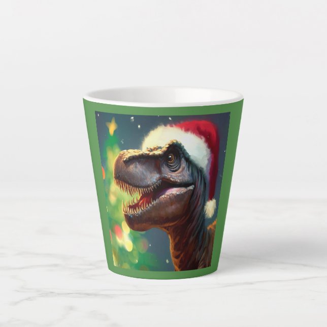 Christmas T-Rex 2 Latte Mug (Front)