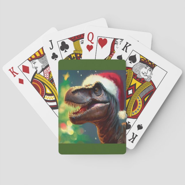 Christmas T-Rex (2) Playing Cards (Back)