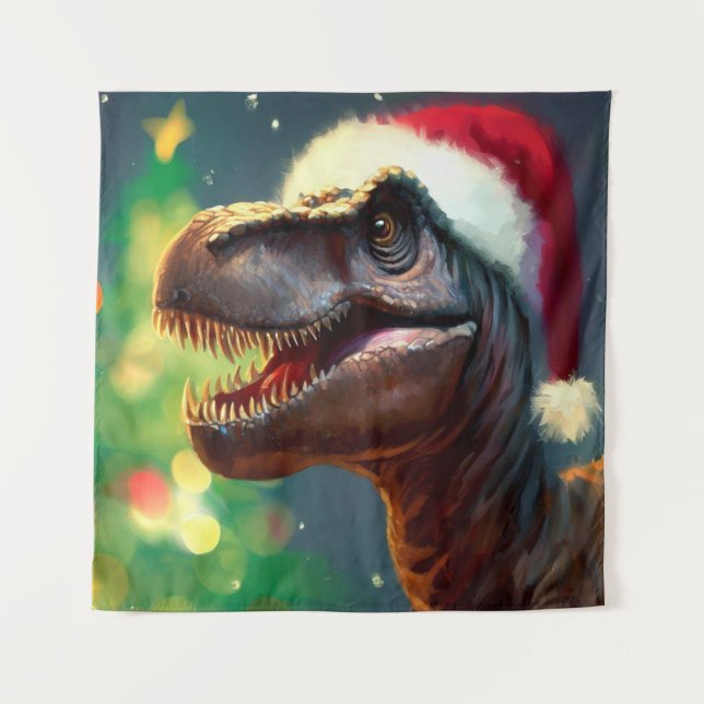 Christmas T-Rex 2 Tapestry (Front)