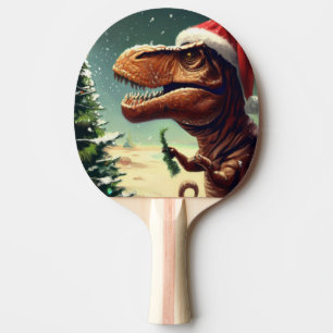 Christmas T-Rex (4) Ping Pong Paddle