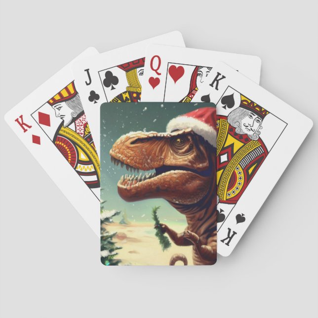 Christmas T-Rex (4) Playing Cards (Back)