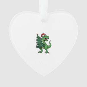 Christmas T-Rex Carrying Christmas Tree Ornament