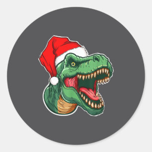 Christmas T-rex  Classic Round Sticker