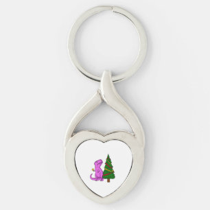 Christmas T-Rex dinosaur 3 Key Ring