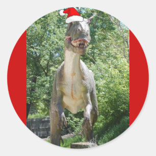 Christmas T-Rex Dinosaur Classic Round Sticker