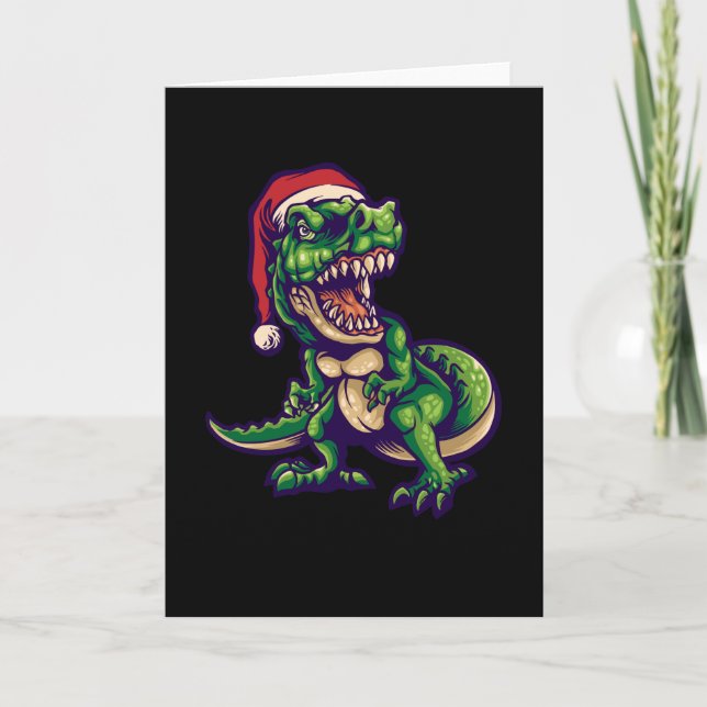 Christmas T-rex Dinosaur | Dinosaur Design Card (Front)