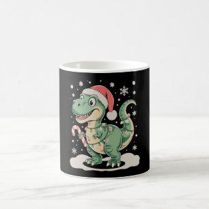 Christmas T Rex Dinosaur Xmas Santa Hat Holiday Coffee Mug