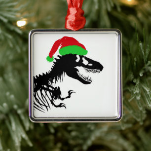 Christmas T-Rex Metal Ornament