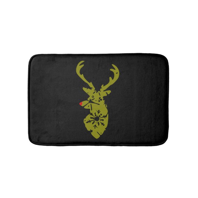 Christmas T Shirt, Cool Christmas Deer Shirt Bath Mat (Front)