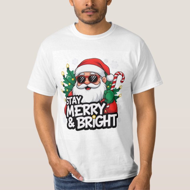  Christmas T-Shirt for Teens  Stay Merry & Bright (Front)