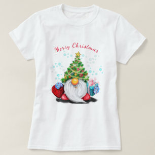 Christmas T-Shirt with Happy Gnome with Gifts