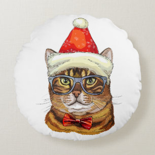 Christmas Tabby Cat Throw Pillow