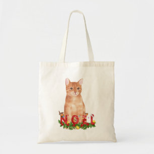 Christmas Tabby Cat Watercolor  Tote Bag