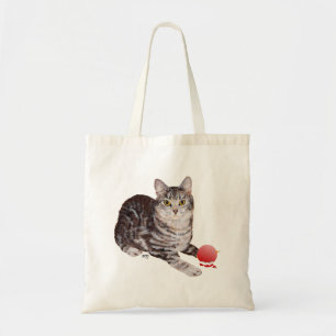 Christmas Tabby Cat with Ornanent Tote Bag