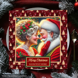 Christmas Table Napkins Red Gold Green Design