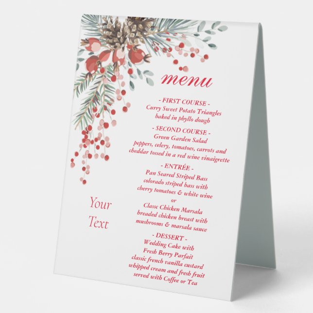 Christmas table sign with menu (Front)