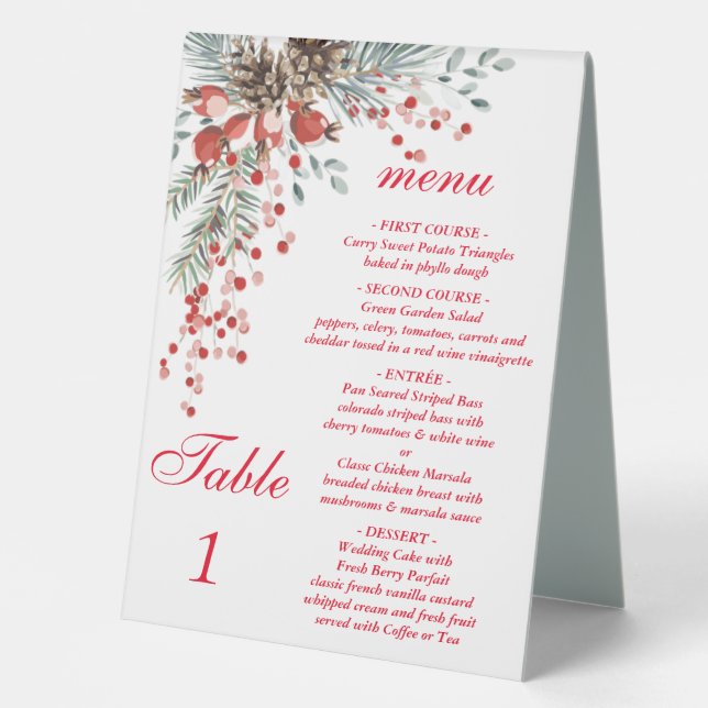 Christmas   table tent sign with menu (Front)