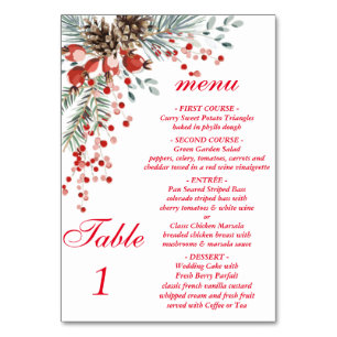 Christmas   table tent sign with menu table number