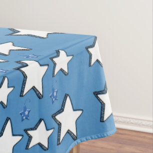 Christmas Tablecloth, Blue Stars Tablecloth