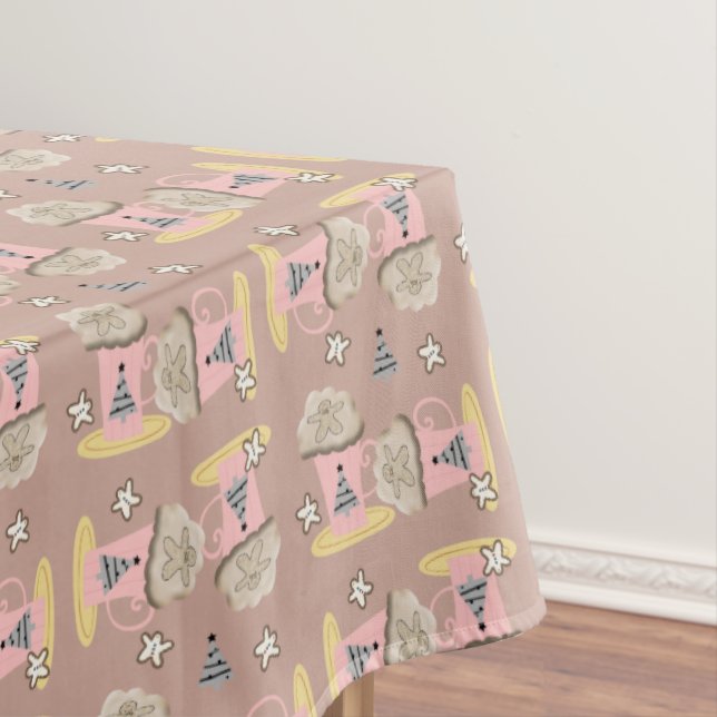 Christmas Tablecloth, Gingerbread Man Coffee Trees Tablecloth (In Situ)