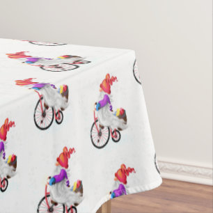 Christmas Tablecloth Gnome with Bike and Gifts