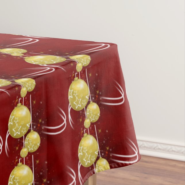 Christmas Tablecloth, Gold Balls Tablecloth (In Situ)