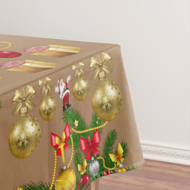 Christmas Tablecloth, Gold Balls Tablecloth (In Situ)